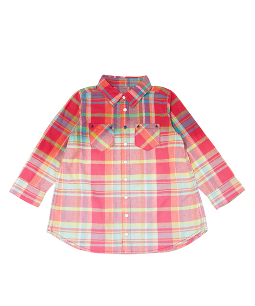 X-girl Stages（エックスガールステージス）の「BLEACH L/S SHIRT DRESS （4T～7T）（ワンピース・キッズ・インディゴブルー/ネイビー/レッド・4T/5T/6T/7T）」の7枚目の写真