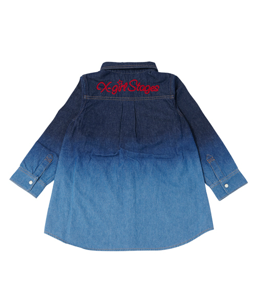 X-girl Stages（エックスガールステージス）の「BLEACH L/S SHIRT DRESS （4T～7T）（ワンピース・キッズ・インディゴブルー/ネイビー/レッド・4T/5T/6T/7T）」の9枚目の写真