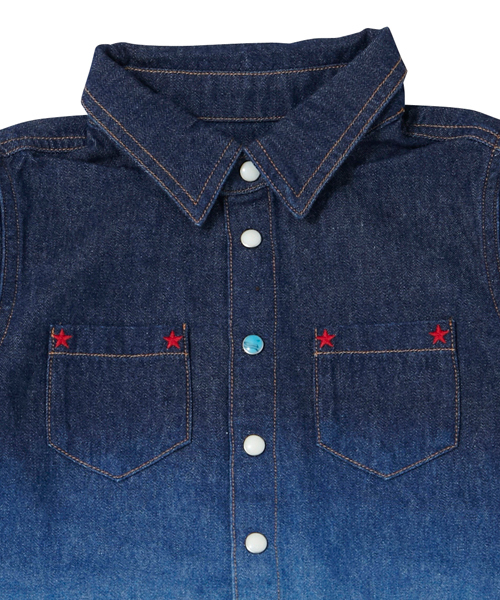 X-girl Stages（エックスガールステージス）の「BLEACH L/S SHIRT DRESS （4T～7T）（ワンピース・キッズ・インディゴブルー/ネイビー/レッド・4T/5T/6T/7T）」の10枚目の写真