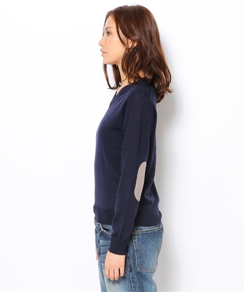 BEAMS BOY（ビームスボーイ）の「BEAMS BOY / 12ゲージ エルボーパッチ Vネック（ニット/セーター・レディース・レッド/グリーン/ネイビー・ONE SIZE）」の5枚目の写真