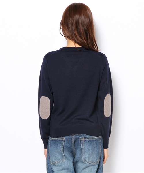 BEAMS BOY（ビームスボーイ）の「BEAMS BOY / 12ゲージ エルボーパッチ Vネック（ニット/セーター・レディース・レッド/グリーン/ネイビー・ONE SIZE）」の6枚目の写真