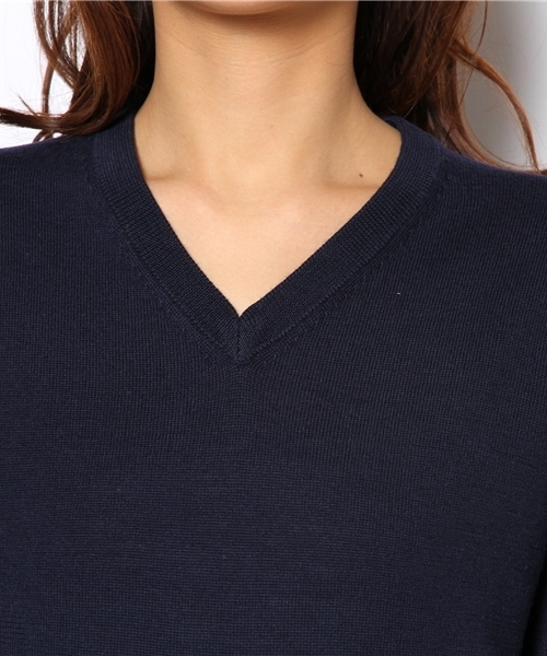 BEAMS BOY（ビームスボーイ）の「BEAMS BOY / 12ゲージ エルボーパッチ Vネック（ニット/セーター・レディース・レッド/グリーン/ネイビー・ONE SIZE）」の7枚目の写真