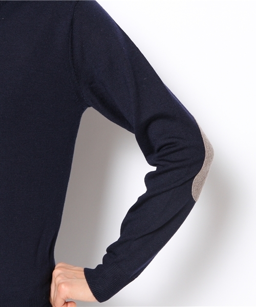 BEAMS BOY（ビームスボーイ）の「BEAMS BOY / 12ゲージ エルボーパッチ Vネック（ニット/セーター・レディース・レッド/グリーン/ネイビー・ONE SIZE）」の8枚目の写真