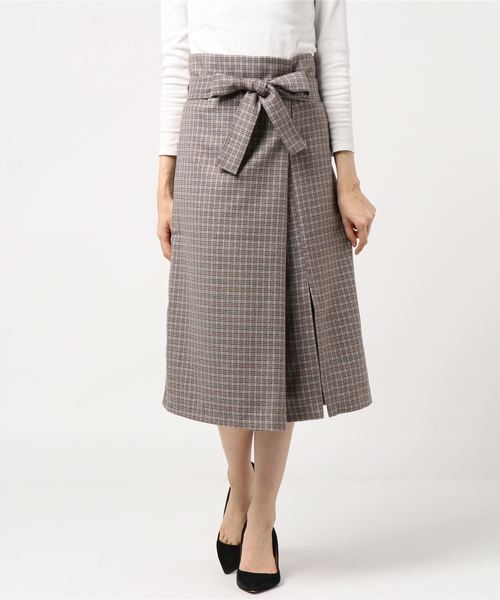 flower(フラワー)の「ポリッシュチェックスカート(スカート・レディース・ブラック/ブラウン・FREE)」の5枚目の写真