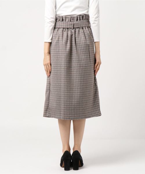 flower(フラワー)の「ポリッシュチェックスカート(スカート・レディース・ブラック/ブラウン・FREE)」の4枚目の写真