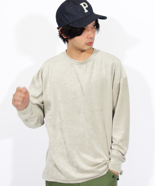 ８(eight)（エイト）の「ベロア 長袖Tシャツ カットソー（Tシャツ/カットソー・メンズ・ブラック/ベージュ/ネイビー/グリーン/ワイン・MEDIUM/LARGE/X-LARGE）」の3枚目の写真