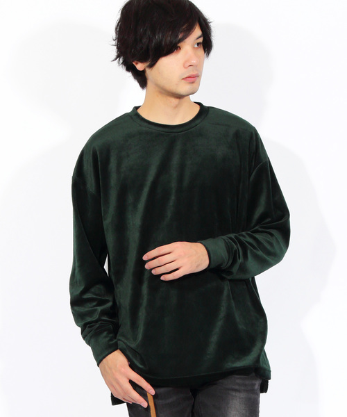 ８(eight)（エイト）の「ベロア 長袖Tシャツ カットソー（Tシャツ/カットソー・メンズ・ブラック/ベージュ/ネイビー/グリーン/ワイン・MEDIUM/LARGE/X-LARGE）」の4枚目の写真