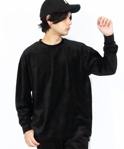 ８(eight)（エイト）の「ベロア 長袖Tシャツ カットソー（Tシャツ/カットソー・メンズ・ブラック/ベージュ/ネイビー/グリーン/ワイン・MEDIUM/LARGE/X-LARGE）」の2枚目の写真