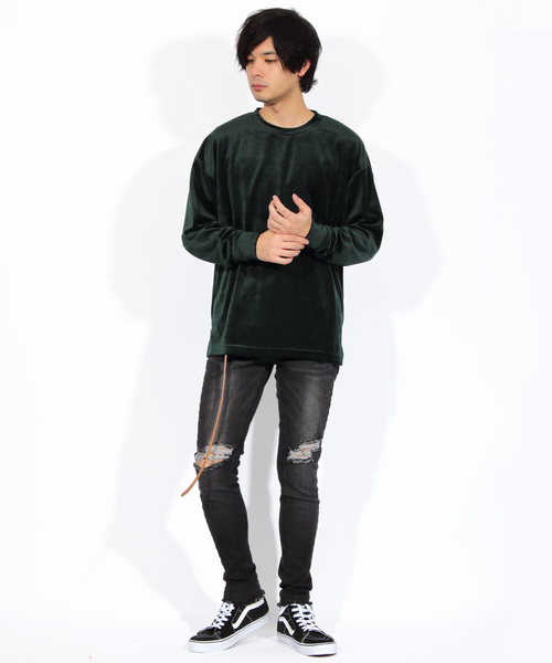 ８(eight)（エイト）の「ベロア 長袖Tシャツ カットソー（Tシャツ/カットソー・メンズ・ブラック/ベージュ/ネイビー/グリーン/ワイン・MEDIUM/LARGE/X-LARGE）」の10枚目の写真