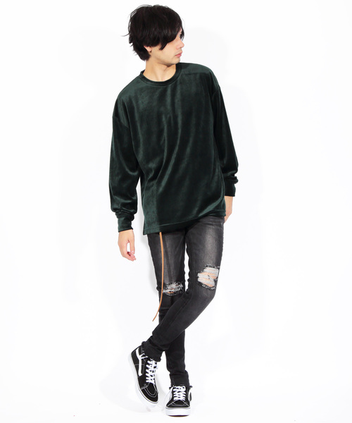 ８(eight)（エイト）の「ベロア 長袖Tシャツ カットソー（Tシャツ/カットソー・メンズ・ブラック/ベージュ/ネイビー/グリーン/ワイン・MEDIUM/LARGE/X-LARGE）」の11枚目の写真