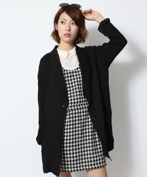 WEGO（ウィゴー）の「WEGO/ビッグジャケット（テーラードジャケット・レディース・ブラック/ライトグレー/ベージュ・FREE）」の2枚目の写真