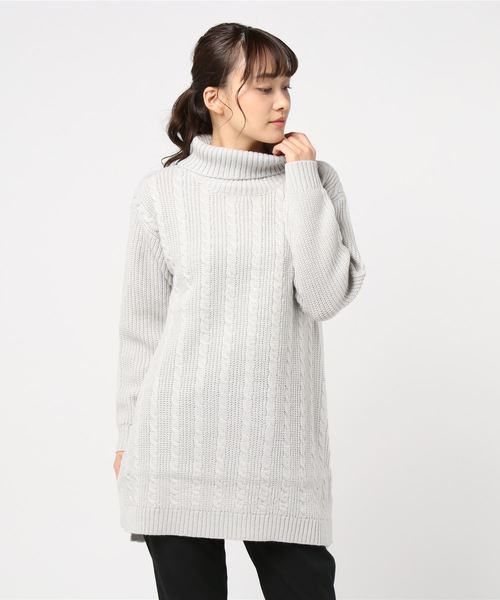 Petit Honfleur(プチオンフルール)の「ウォッシャブルタートルネックニットチュニック(チュニック・レディース・ベージュ/ネイビー/グレー/アイボリー・M size/L size)」の8枚目の写真