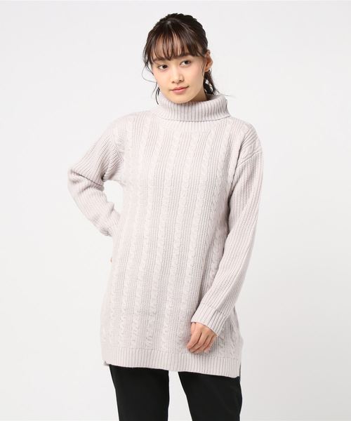 Petit Honfleur(プチオンフルール)の「ウォッシャブルタートルネックニットチュニック(チュニック・レディース・ベージュ/ネイビー/グレー/アイボリー・M size/L size)」の9枚目の写真