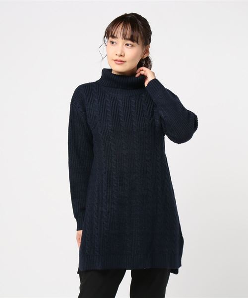 Petit Honfleur(プチオンフルール)の「ウォッシャブルタートルネックニットチュニック(チュニック・レディース・ベージュ/ネイビー/グレー/アイボリー・M size/L size)」の10枚目の写真