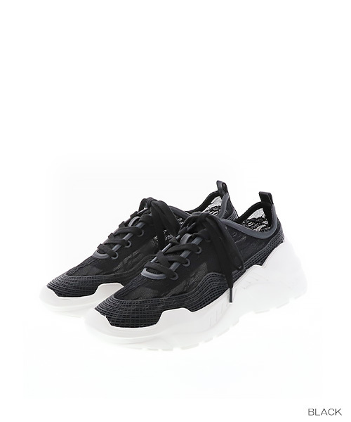 RANDA(ランダ)の「ストレスフリー/レース厚底スニーカー(スニーカー・レディース・ホワイト/ブラック・S/M/L/LL)」の3枚目の写真