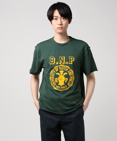 go slow caravan（ゴースローキャラバン）の「BP ピグメントフロッキープリントＴＥＥ（Tシャツ/カットソー・メンズ・ブラック/グリーン/ワイン・MEDIUM/LARGE/X-LARGE）」の3枚目の写真