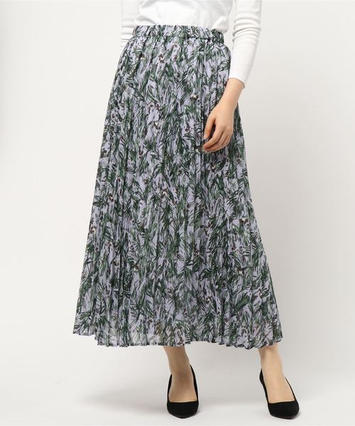 N.（N. Natural Beauty Basic）（エヌエヌナチュラルビューティーベーシック）の「ボタニカルプリントプリーツスカート（スカート・レディース・ベージュ系その他/パープル系その他/ダークネイビー・MEDIUM）」の9枚目の写真