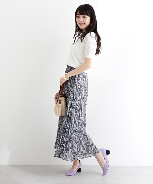 N.（N. Natural Beauty Basic）（エヌエヌナチュラルビューティーベーシック）の「ボタニカルプリントプリーツスカート（スカート・レディース・ベージュ系その他/パープル系その他/ダークネイビー・MEDIUM）」の11枚目の写真