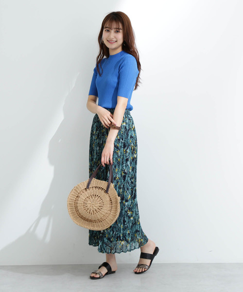 N.（N. Natural Beauty Basic）（エヌエヌナチュラルビューティーベーシック）の「ボタニカルプリントプリーツスカート（スカート・レディース・ベージュ系その他/パープル系その他/ダークネイビー・MEDIUM）」の14枚目の写真