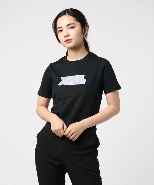 X-girl(エックスガール)の「〔ムラスポ別注〕 ショート丈Tシャツ X-GIRL 05191158(Tシャツ/カットソー)」 - WEAR X-girl(エックスガール)の「〔ムラスポ別注〕 ショート丈Tシャツ X-GIRL 05191158(Tシャツ/カットソー)」 - WEAR