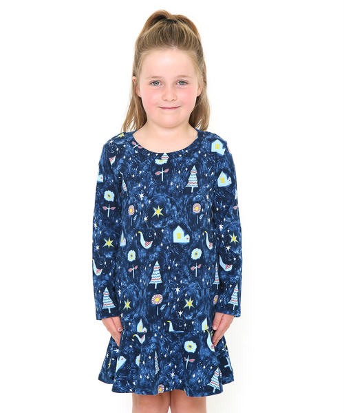 セール フレアヘムワンピース クワイエットナイト ネイビー ワンピース Design Tshirts Store Graniph デザイン ティーシャツ ストア グラニフ のファッション通販 Zozotown