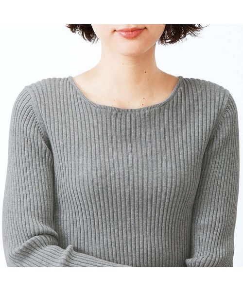IEDIT(イディット)の「IEDIT レース衿付きリブニットトップス(ニット/セーター・レディース・パープル/グレー/ブラック・SMALL/MEDIUM/LARGE/X-LARGE/XX-LARGE)」の9枚目の写真