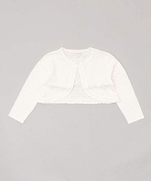 Catherine Cottage（キャサリンコテージ）の「透かし柄コットンニットボレロ（カーディガン/ボレロ・キッズ・ホワイト/ネイビー/オフホワイト・110/120/130/100/140/160/150）」の8枚目の写真