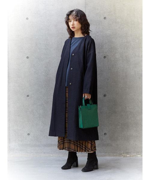 CRAFT STANDARD BOUTIQUE（クラフトスタンダードブティック）の「ウール混ノーカラーコート〇＊（ノーカラーコート・レディース・ライトグレー/ネイビー/キャメル・M/L）」の11枚目の写真
