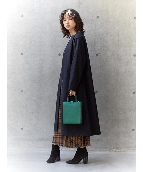 CRAFT STANDARD BOUTIQUE（クラフトスタンダードブティック）の「ウール混ノーカラーコート〇＊（ノーカラーコート・レディース・ライトグレー/ネイビー/キャメル・M/L）」の14枚目の写真