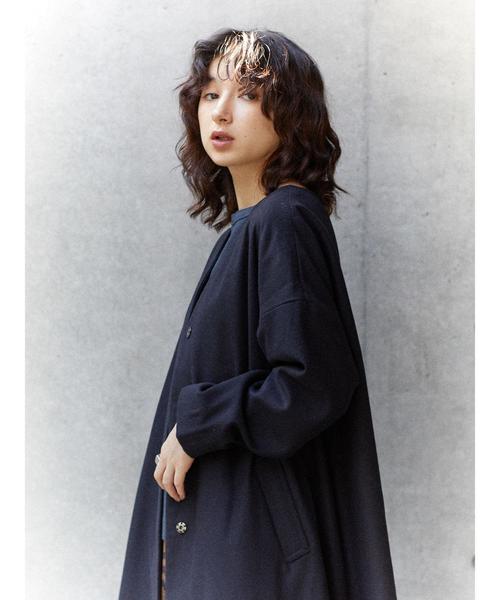 CRAFT STANDARD BOUTIQUE（クラフトスタンダードブティック）の「ウール混ノーカラーコート〇＊（ノーカラーコート・レディース・ライトグレー/ネイビー/キャメル・M/L）」の16枚目の写真