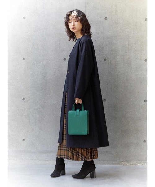 CRAFT STANDARD BOUTIQUE（クラフトスタンダードブティック）の「ウール混ノーカラーコート〇＊（ノーカラーコート・レディース・ライトグレー/ネイビー/キャメル・M/L）」の3枚目の写真