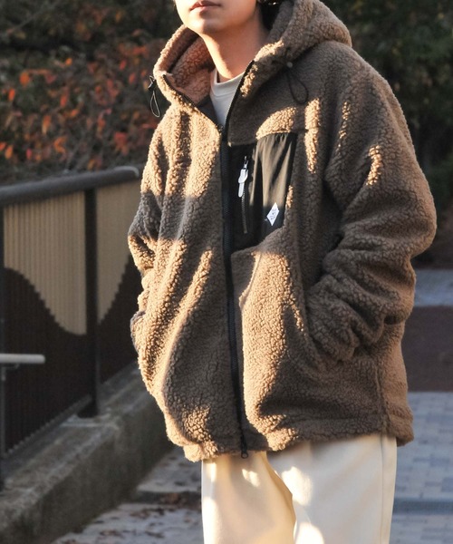 ZIP FIVE】 フード付き ボア フリース ジャケット / ブルゾン