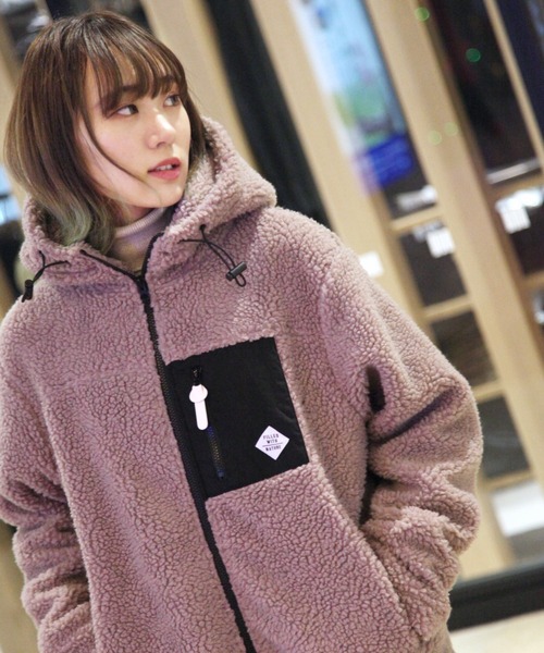 ZIP FIVE】 フード付き ボア フリース ジャケット / ブルゾン