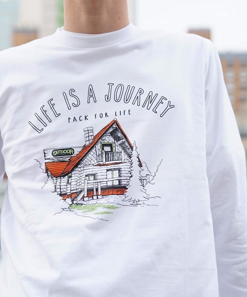 OUTDOOR PRODUCTS APPAREL(アウトドアプロダクツアパレル)の「カジュアルグラフィック ユニセックスデザイン プリントロングTシャツカットソー(Tシャツ/カットソー・メンズ・ブラウン/ホワイト系その他/ホワイト/ネイビー・MEDIUM/X-LARGE/SMALL/LARGE)」の17枚目の写真