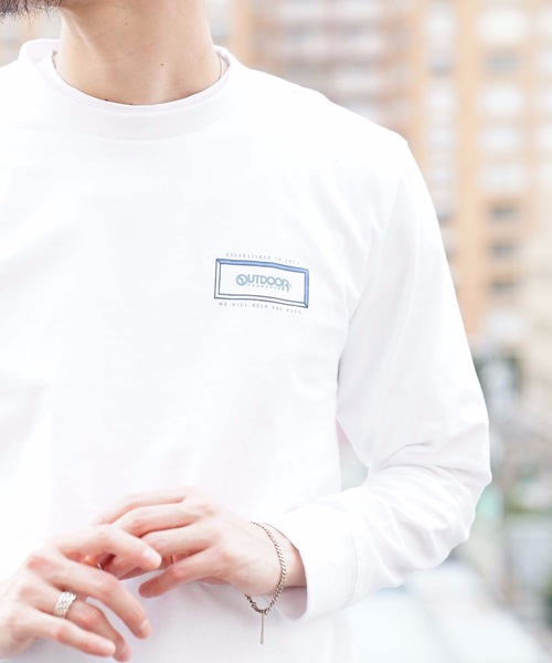 OUTDOOR PRODUCTS APPAREL(アウトドアプロダクツアパレル)の「カジュアルグラフィック ユニセックスデザイン プリントロングTシャツカットソー(Tシャツ/カットソー・メンズ・ブラウン/ホワイト系その他/ホワイト/ネイビー・MEDIUM/X-LARGE/SMALL/LARGE)」の13枚目の写真