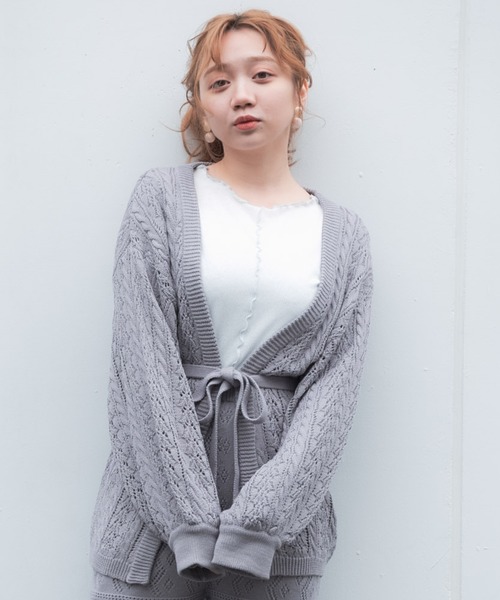 VANNIE U（ヴァニーユー）の「VANNIE U  リラックスニットカーディガン（ニット/セーター・レディース・ライトグリーン/アイボリー/ライトパープル・FREE）」の3枚目の写真