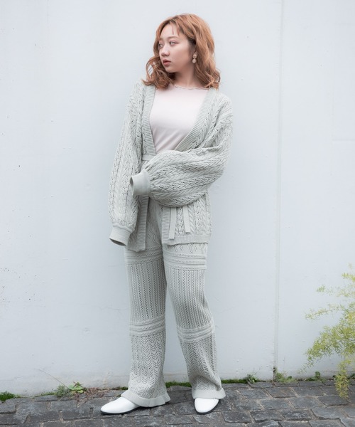 VANNIE U（ヴァニーユー）の「VANNIE U  リラックスニットカーディガン（ニット/セーター・レディース・ライトグリーン/アイボリー/ライトパープル・FREE）」の20枚目の写真