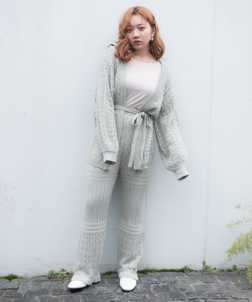 VANNIE U（ヴァニーユー）の「VANNIE U  リラックスニットカーディガン（ニット/セーター・レディース・ライトグリーン/アイボリー/ライトパープル・FREE）」の10枚目の写真