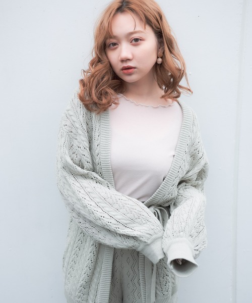 VANNIE U（ヴァニーユー）の「VANNIE U  リラックスニットカーディガン（ニット/セーター・レディース・ライトグリーン/アイボリー/ライトパープル・FREE）」の13枚目の写真