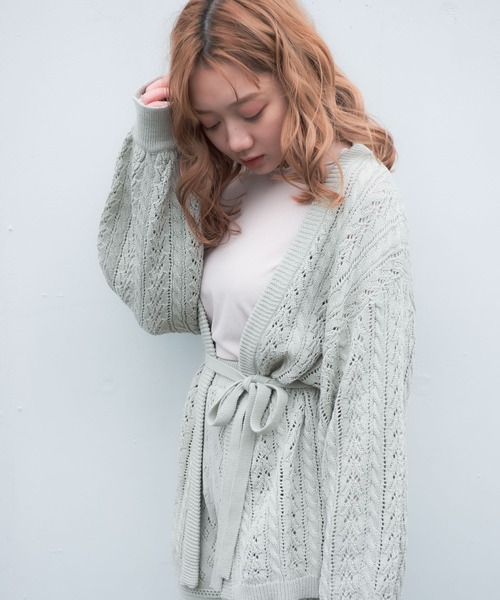 VANNIE U（ヴァニーユー）の「VANNIE U  リラックスニットカーディガン（ニット/セーター・レディース・ライトグリーン/アイボリー/ライトパープル・FREE）」の15枚目の写真