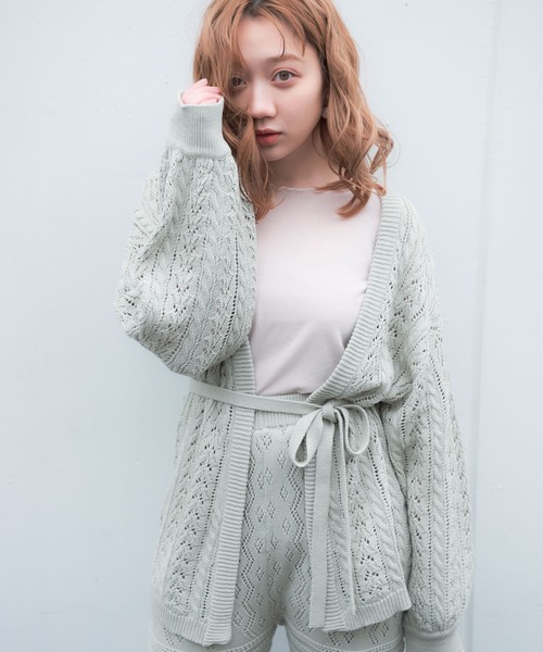 VANNIE U（ヴァニーユー）の「VANNIE U  リラックスニットカーディガン（ニット/セーター・レディース・ライトグリーン/アイボリー/ライトパープル・FREE）」の16枚目の写真