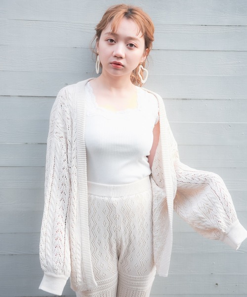 VANNIE U（ヴァニーユー）の「VANNIE U  リラックスニットカーディガン（ニット/セーター・レディース・ライトグリーン/アイボリー/ライトパープル・FREE）」の5枚目の写真