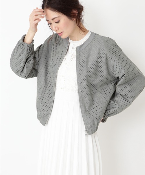 JILLSTUART(ジルスチュアート)の「ポリー刺繍ブルゾン(ブルゾン)」|カーキ