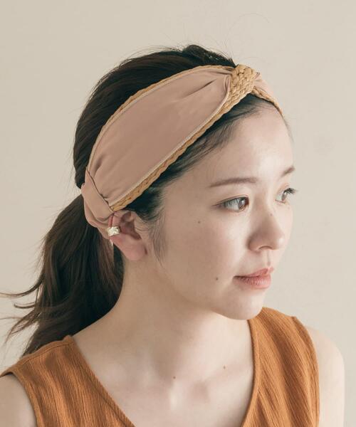 SMELLY（スメリー）の「ラタンコンビヘアターバン∴（ヘアバンド・レディース・ピンク・-）」の2枚目の写真