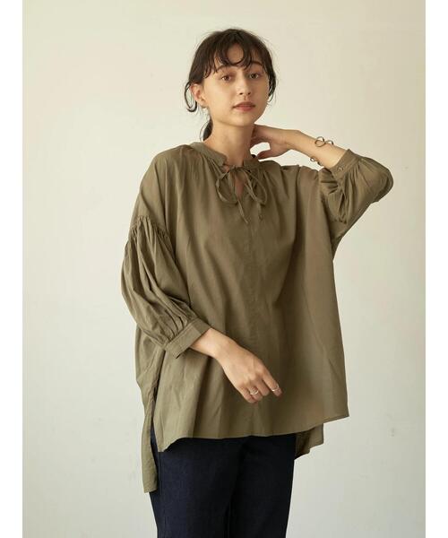 earth music&ecology(アースミュージックアンドエコロジー)の「綿レーヨンカフタンチュニック *(Tシャツ/カットソー・レディース・アイボリー/ベージュ/テラコッタ/カーキ・FREE)」の5枚目の写真