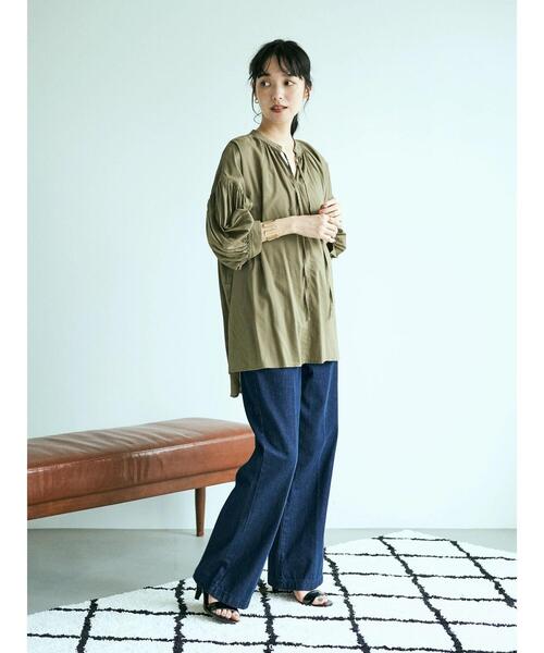earth music&ecology(アースミュージックアンドエコロジー)の「綿レーヨンカフタンチュニック *(Tシャツ/カットソー・レディース・アイボリー/ベージュ/テラコッタ/カーキ・FREE)」の14枚目の写真