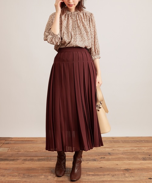 natural couture（ナチュラルクチュール）の「【WEB限定カラー有り】モードな太ピッチダブルプリーツスカート（スカート・レディース・ベージュ/ブラウン/ピンク/イエロー/ブルー・FREE）」の8枚目の写真