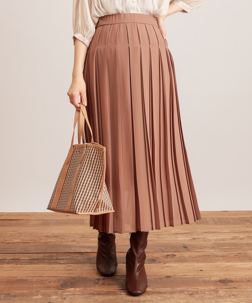 natural couture（ナチュラルクチュール）の「【WEB限定カラー有り】モードな太ピッチダブルプリーツスカート（スカート・レディース・ベージュ/ブラウン/ピンク/イエロー/ブルー・FREE）」の9枚目の写真