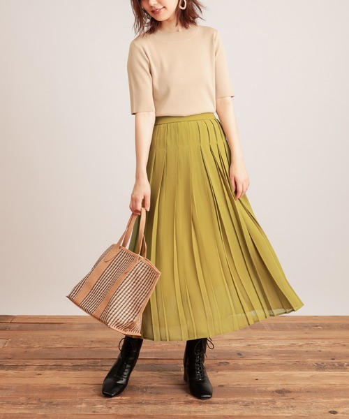 natural couture（ナチュラルクチュール）の「【WEB限定カラー有り】モードな太ピッチダブルプリーツスカート（スカート・レディース・ベージュ/ブラウン/ピンク/イエロー/ブルー・FREE）」の16枚目の写真