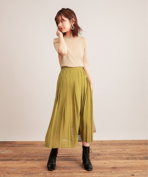 natural couture（ナチュラルクチュール）の「【WEB限定カラー有り】モードな太ピッチダブルプリーツスカート（スカート・レディース・ベージュ/ブラウン/ピンク/イエロー/ブルー・FREE）」の15枚目の写真